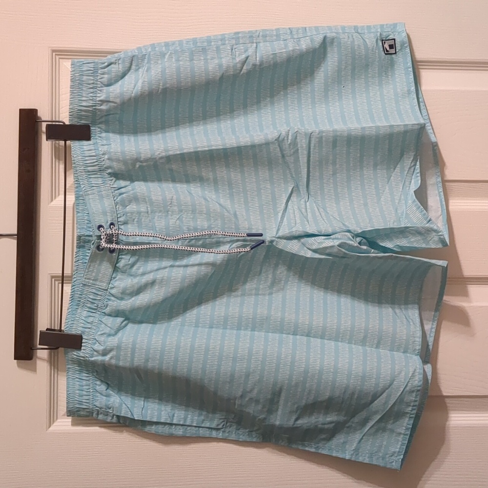 CABANA LIFE Mens Blue/Naples Coverluxe  Swim Trunks NWT/ UPF 50+ Pockets